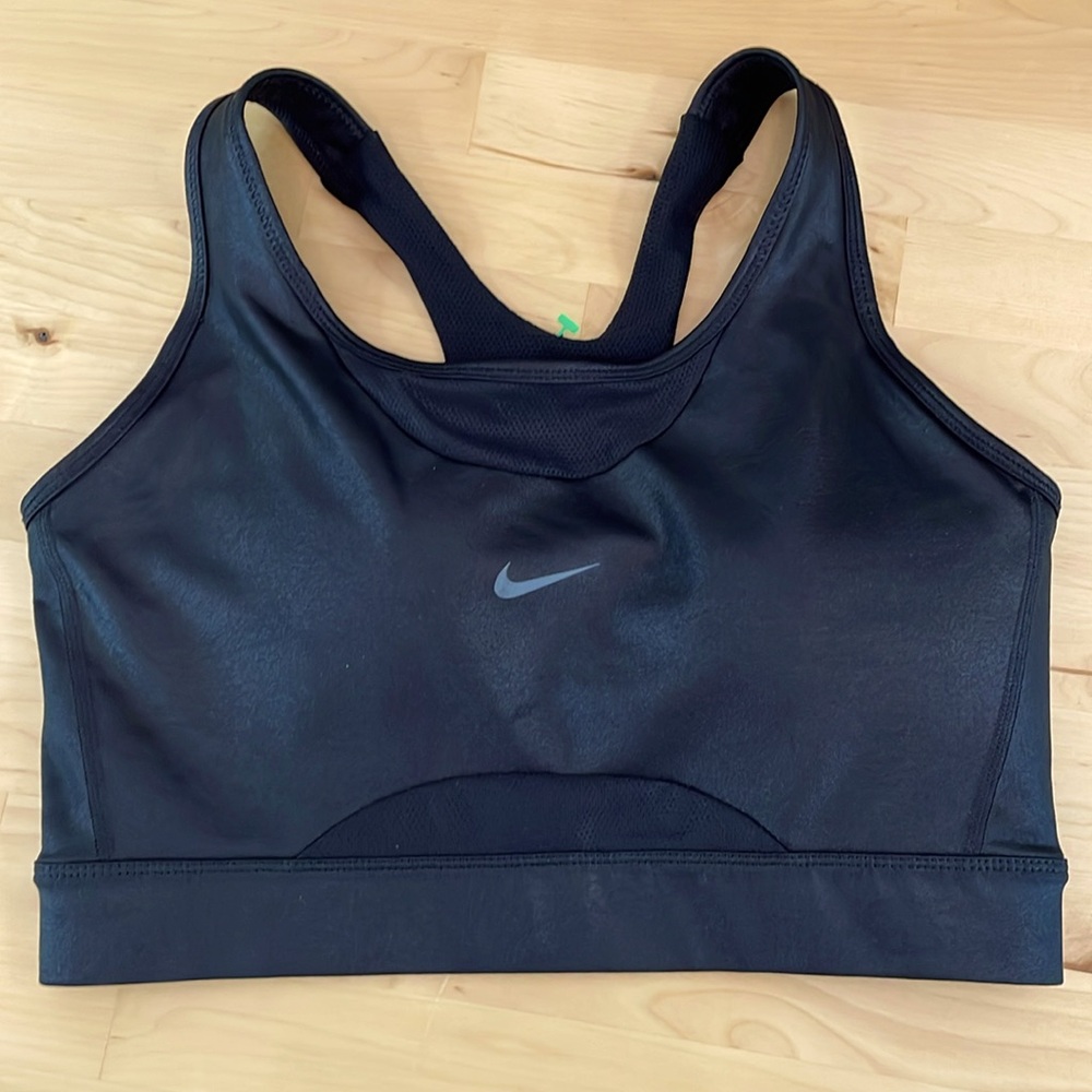 Nike Black Racerback Cutout Mesh Sports Bra Removeable Pads